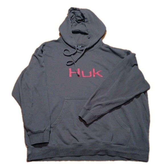 Huk Fishing Men 2XL Hoodie Sweatshirt Green Red Pullover Stretch - Picture 1 of 5